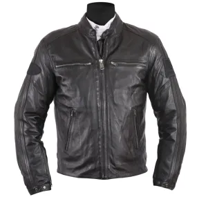 Blouson Helstons Ace cuir rag noir, moto custom, Harley, biker