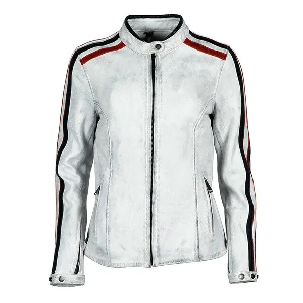 BLOUSON HELSTONS CUIR FEMME JADE BLANC