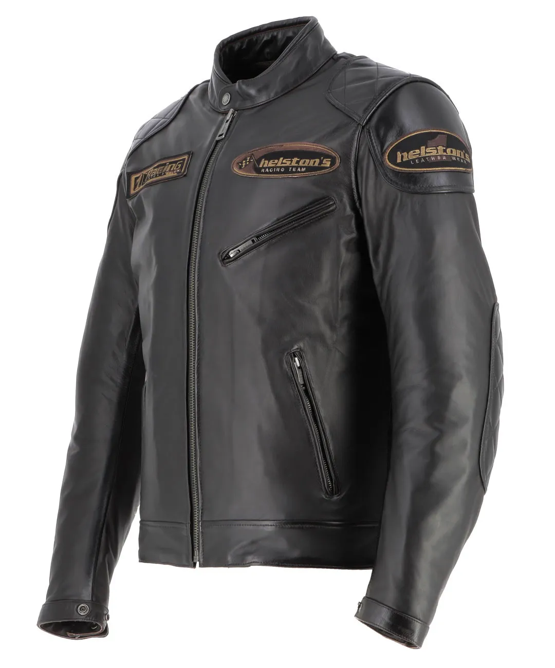 Blouson Helstons Trevor cuir rag marron noir, moto vintage