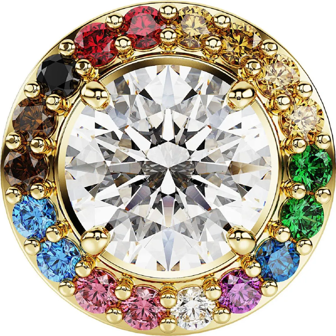 Boucles oreilles Swarovski Capsule Pride Tack P Tack - 5685576 multicolore,doré | 3 Suisses