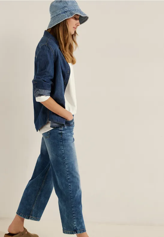 CECIL Chemisier en viscose de couleur unie 