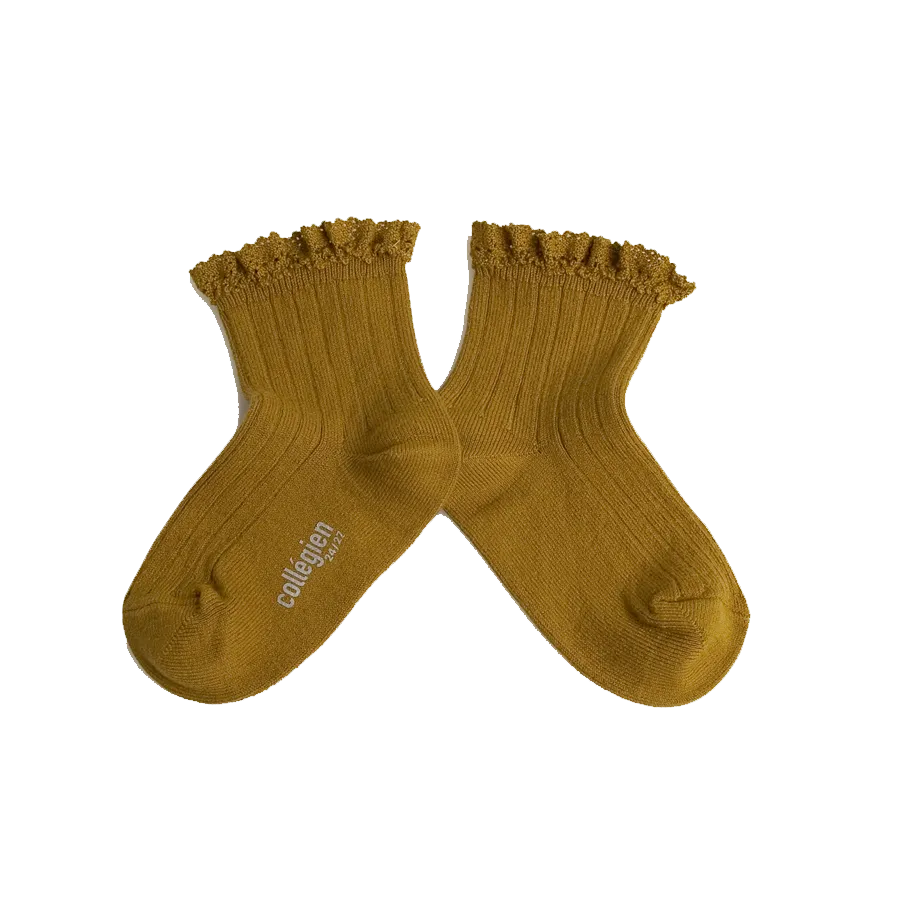 CHAUSSETTES LILI À DENTELLES Moutarde