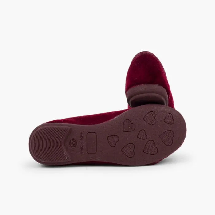 Chaussures blucher fille en velours façon ballerines