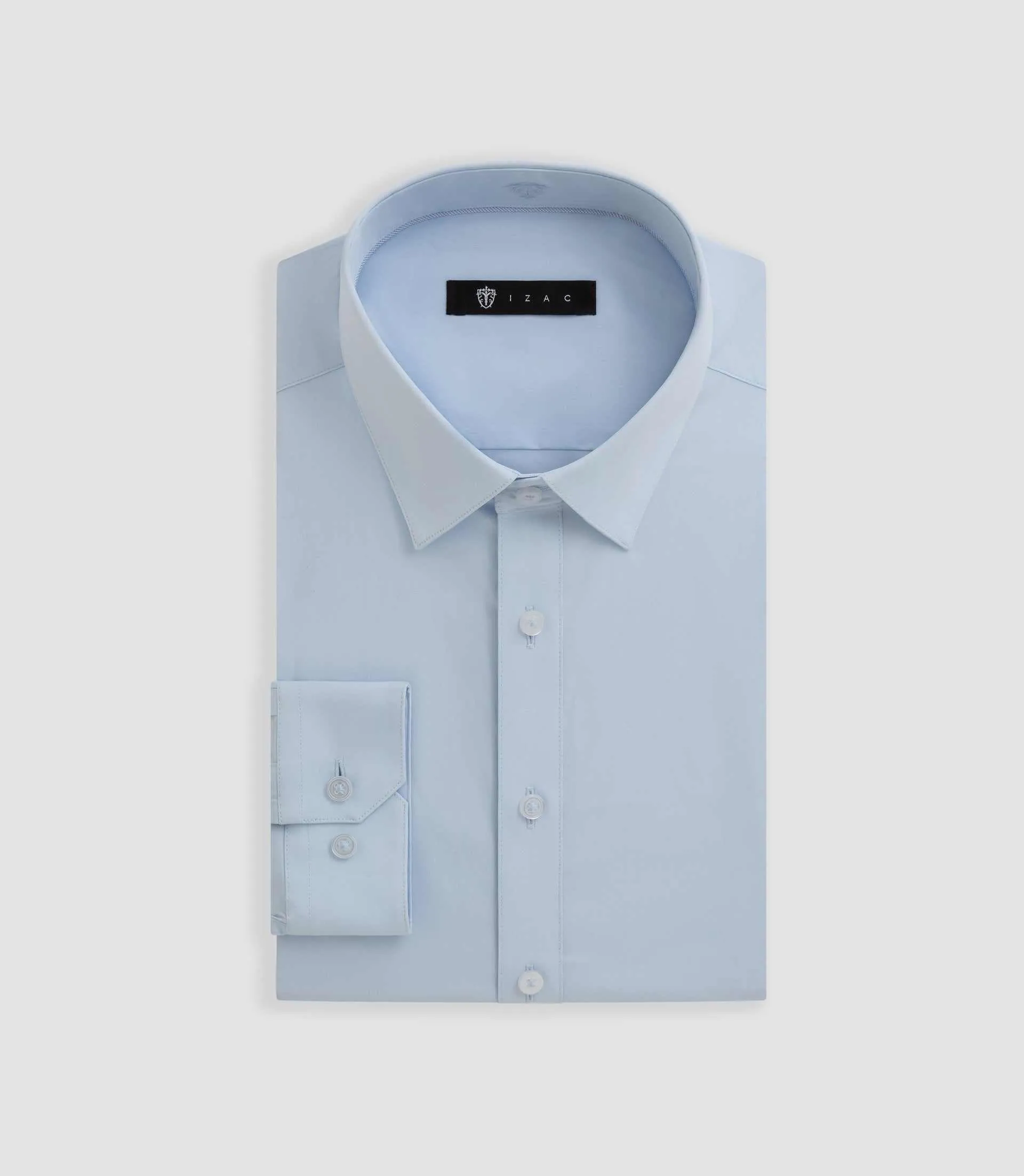 Chemise unie en popeline stretch ciel MALTE2