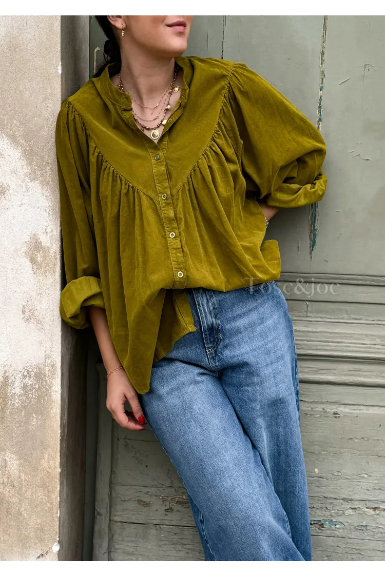 Chemise Velours Alaïs Olive