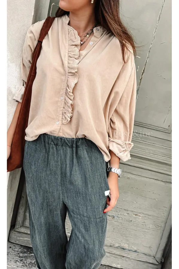 Chemise Velours Lydia ecru