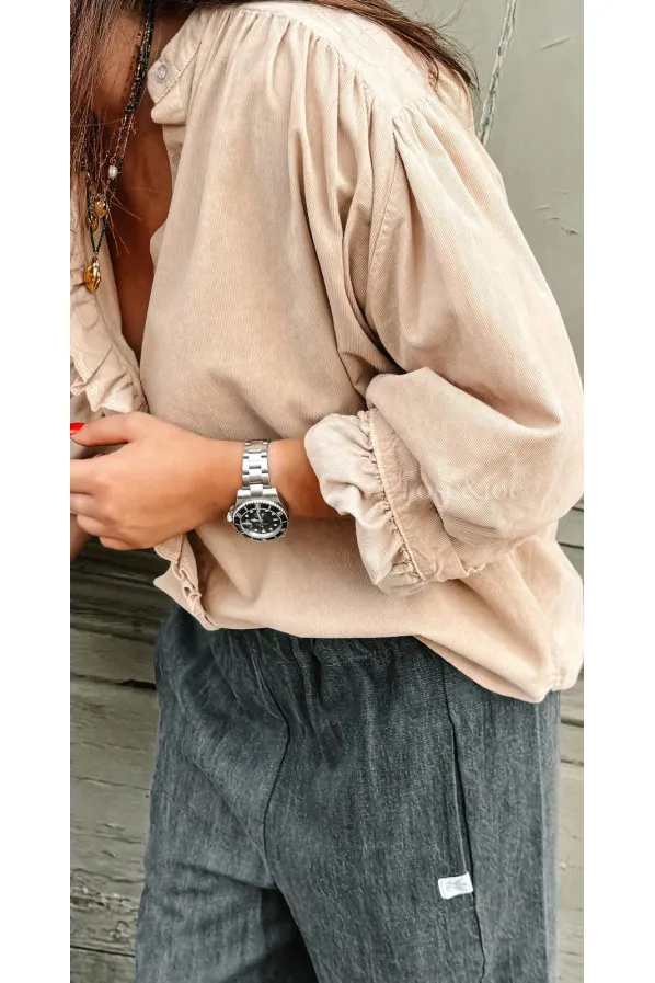 Chemise Velours Lydia ecru