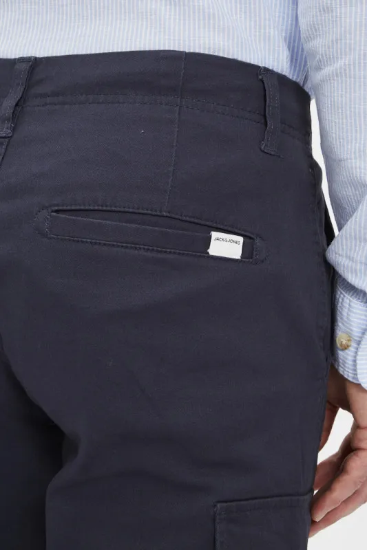 Chino cargo bleu marine coton mélangé