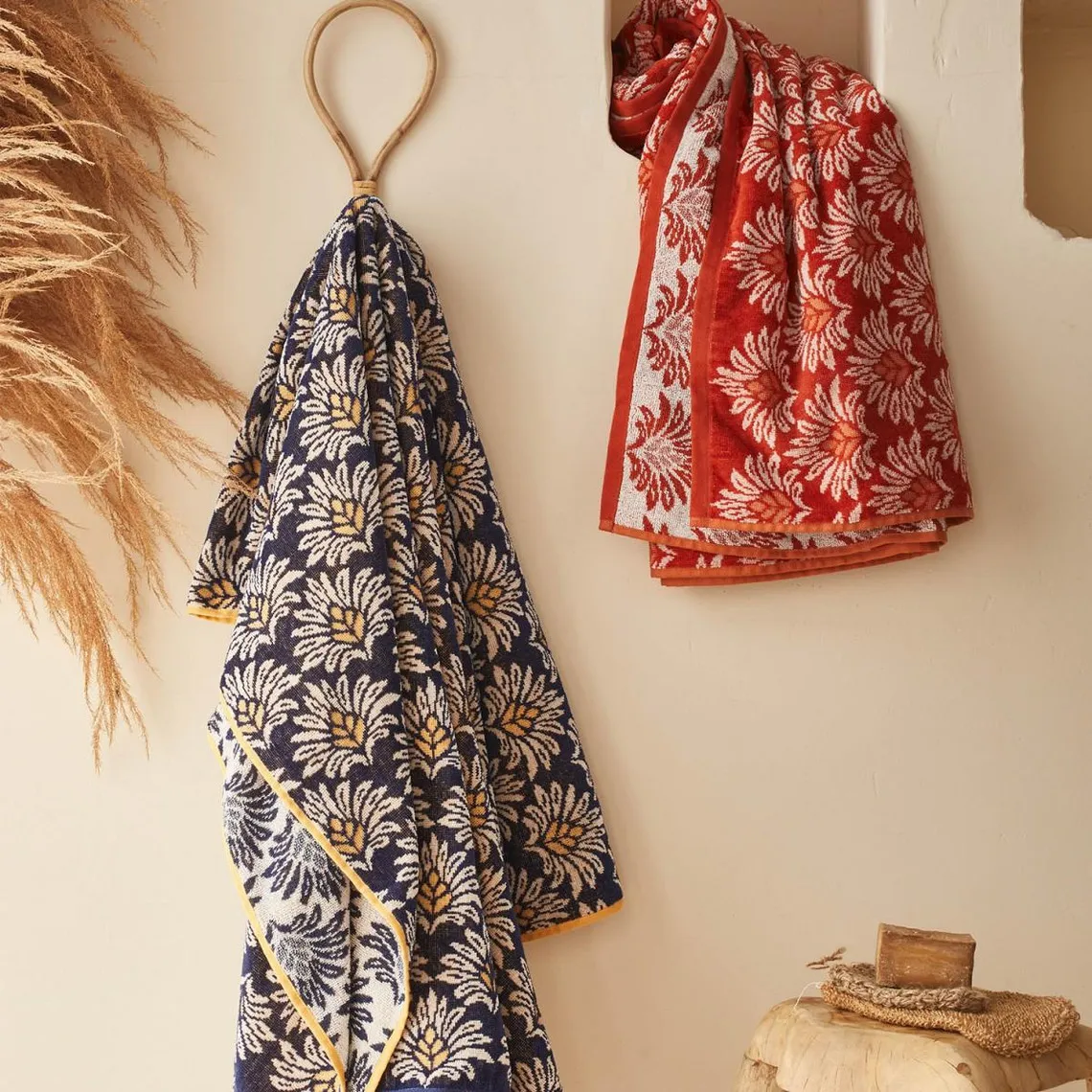 Drap de plage imprimé en jacquard de coton Orange | 3 Suisses