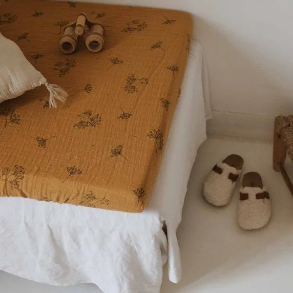 Drap housse 60x120 cm Olivia Ombrelle Moutarde