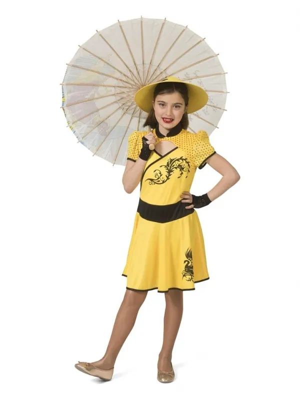 Déguisement Chinoise pour fille jaune et noir