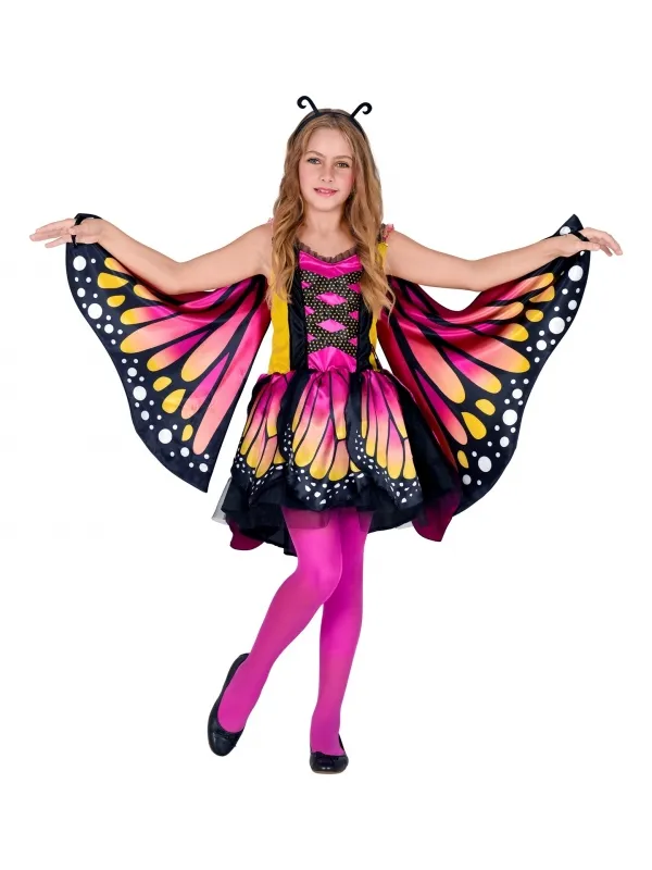 Déguisement Papillon fille rose (robe tutu, ailes, antennes)