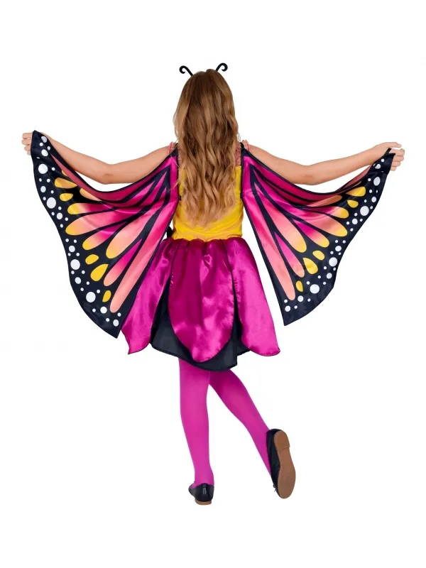 Déguisement Papillon fille rose (robe tutu, ailes, antennes)