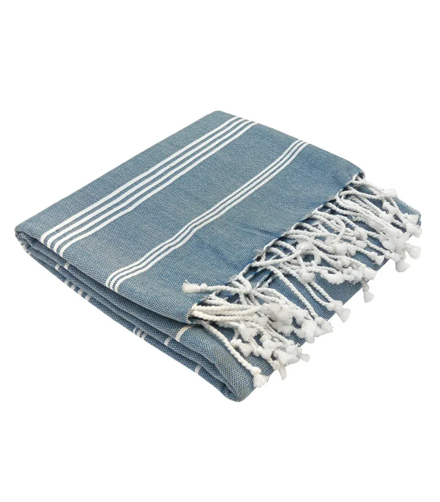 Fouta Coton Biologique Blanc & Ocean