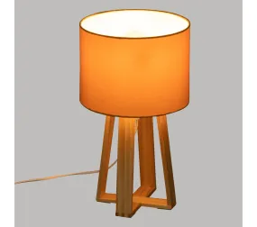 Lampe à Poser Pied En Bois Et Abat-jour Jaune Moutarde H 34.5 Cm