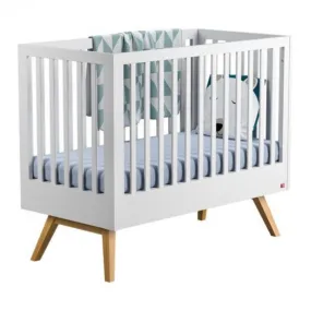Lit 60x120 blanc et bois - Collection Nature