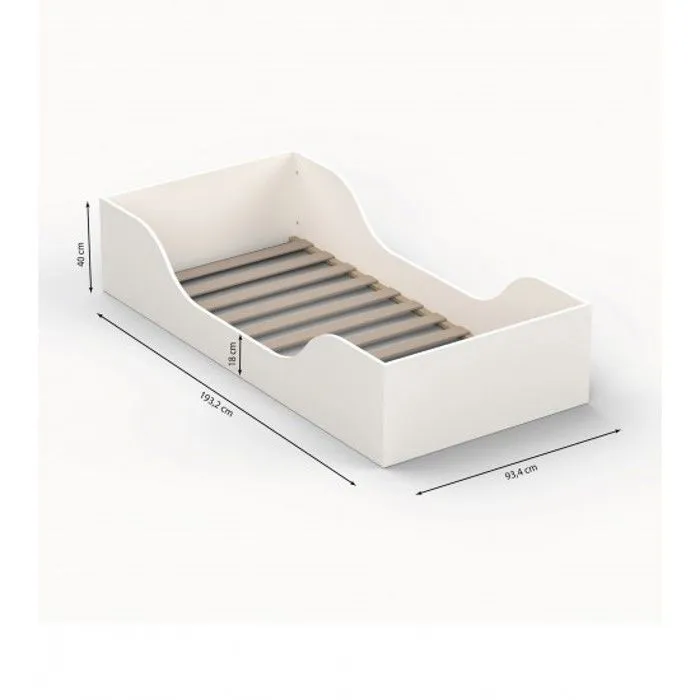 Lit enfant NOE 90x190 + sommier / Blanc