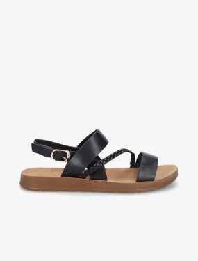 Nu-pieds à tresse en simili - Noir