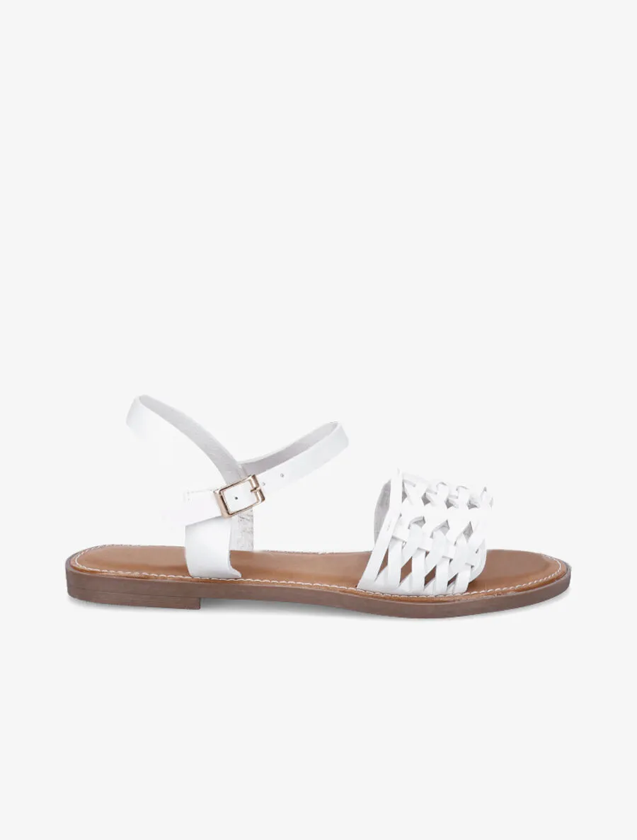 Nu-pieds tressés en simili - Blanc