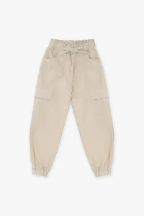 Pantalon baggy fillette à ourlets élastiques et poches