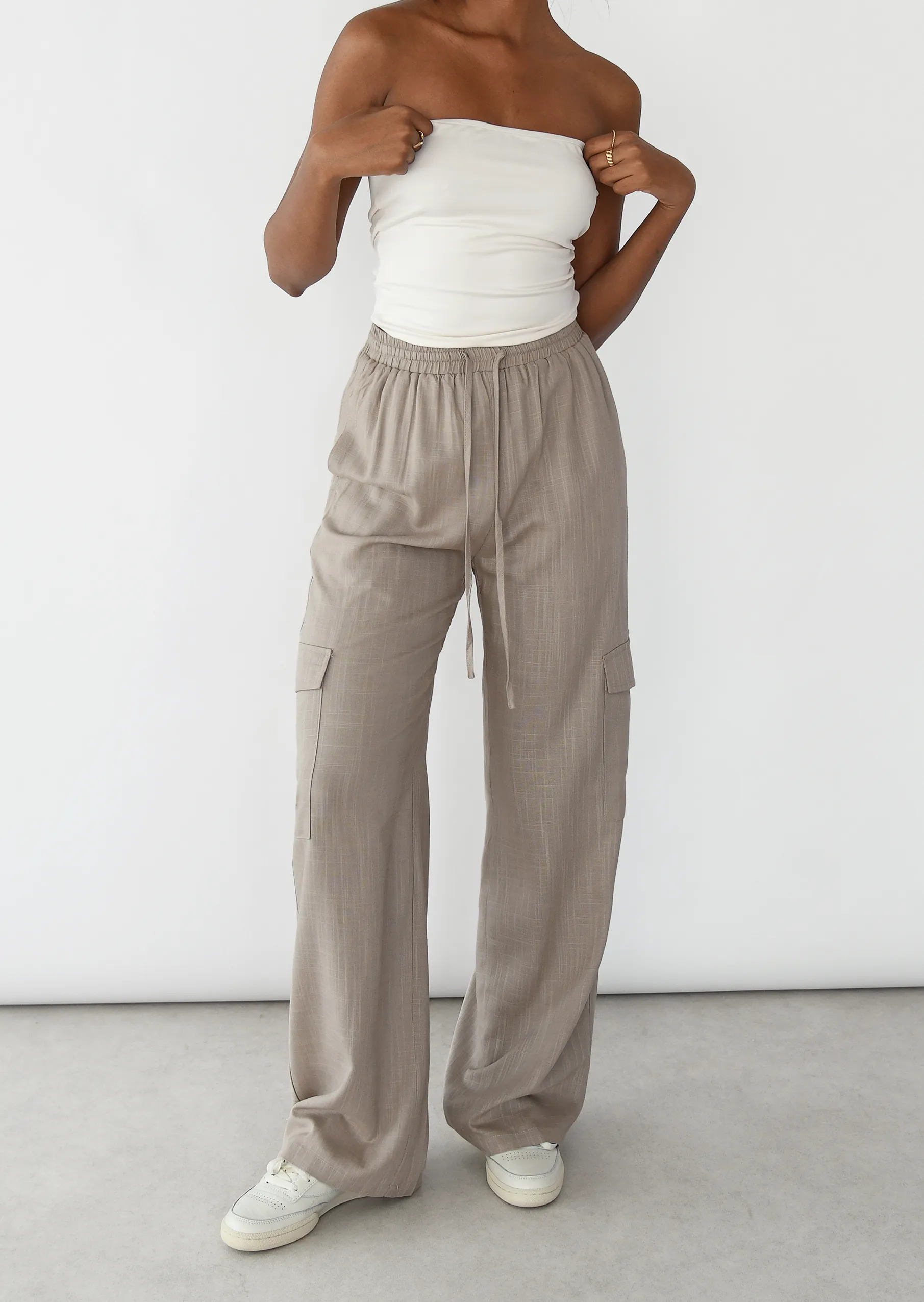 Pantalon cargo lin