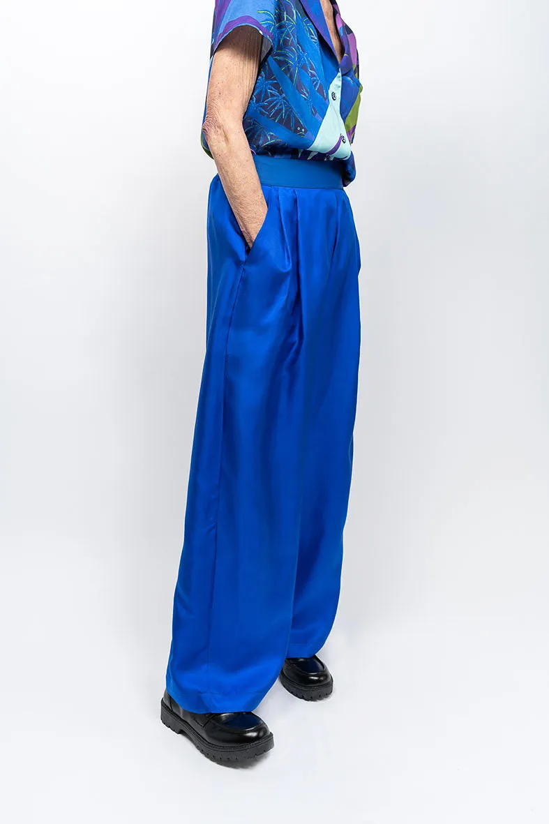 Pantalon fluide bleu électrique Riviera sur-demande
