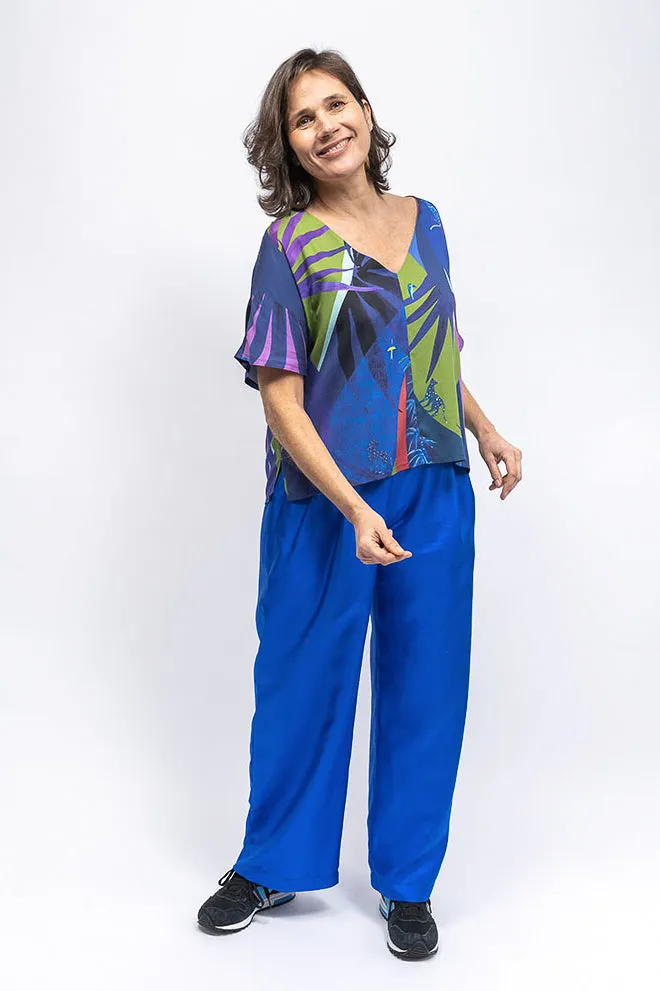 Pantalon fluide bleu électrique Riviera sur-demande