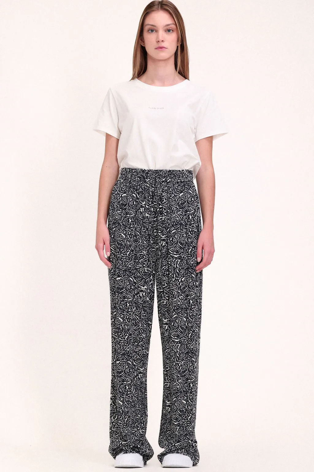 Pantalon fluide P-SILIA DARK NAVY PRINT