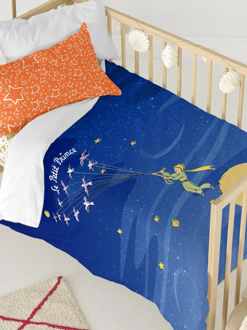 Parure housse de couette 2 pièces Migration Lit Bébé "Happyfriday" - Bleu Jaune