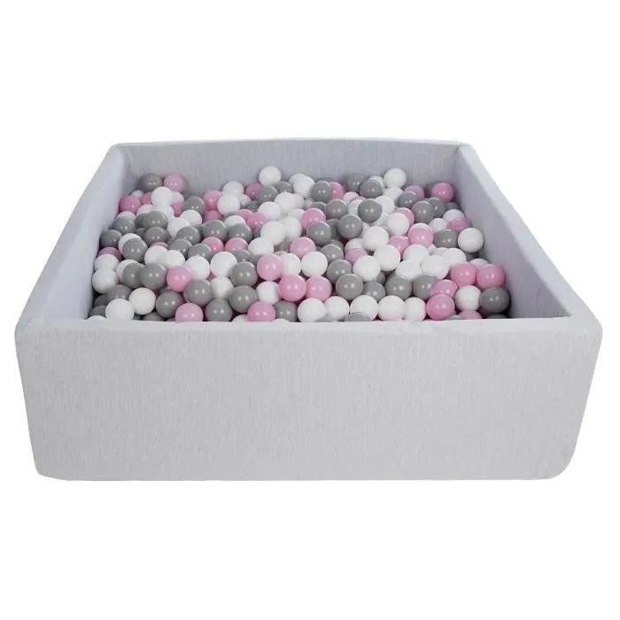 Piscine à balles pour enfant - Velinda - 24182 - Dimensions 120x120 cm - 900 balles blanc, rose clair, gris