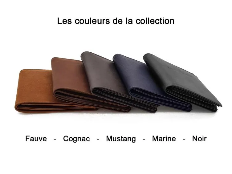 Porte monnaie et carte en cuir marine - 9106