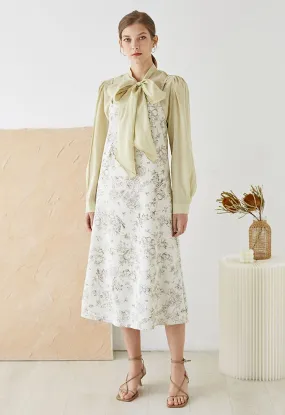 Robe mi-longue à caraco Garden Paradise