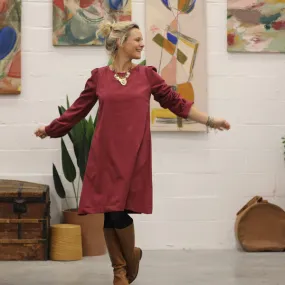 Robe Rosine - sergé de coton grenat