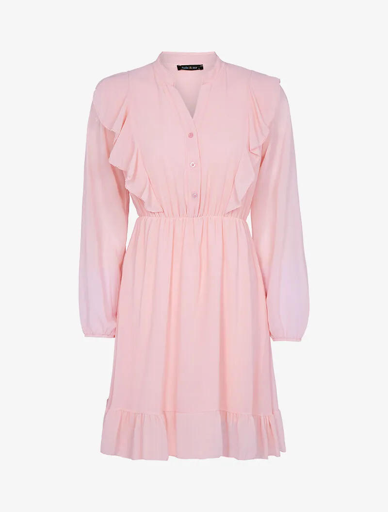 Robe volantée en voile - rose