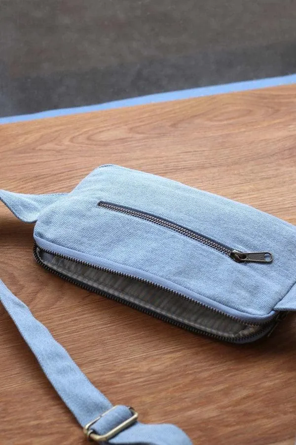 Sac banane rectangulaire en denim bio Bleu - Harry