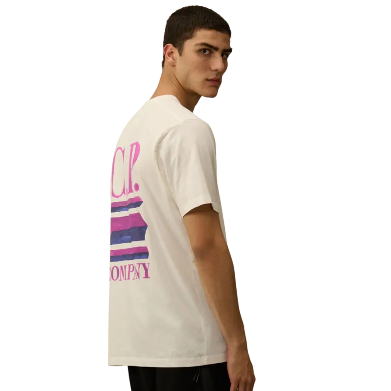 T-shirt col rond coton blanc cube 3d logo dos