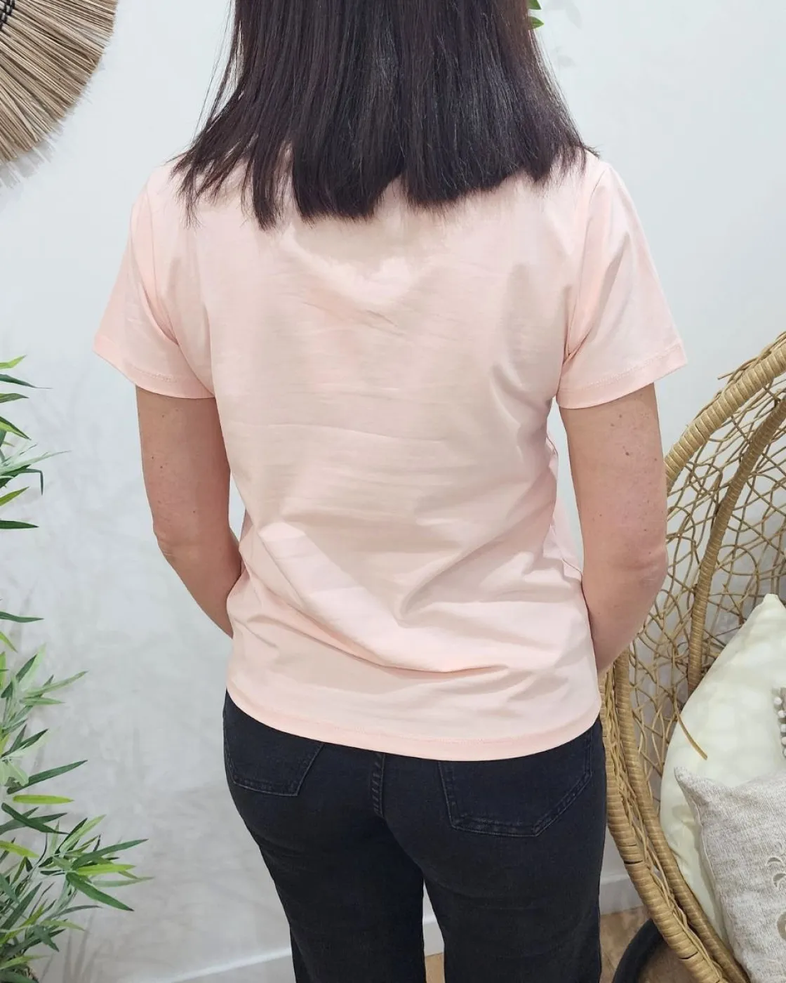 T-Shirt femme rose poudré Telle mère telle fille blanc
