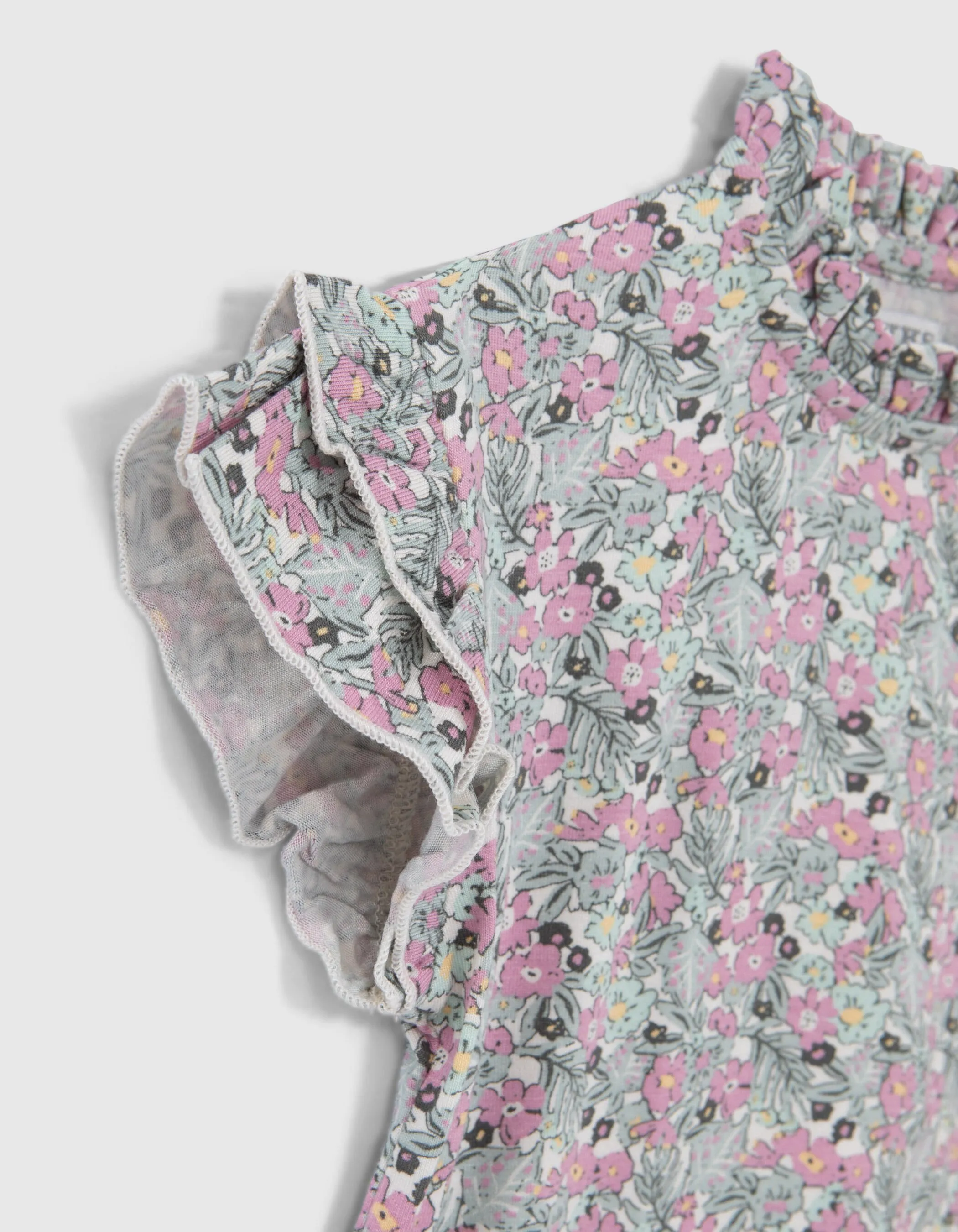 T-shirt kaki imprimé petites fleurs bébé fille