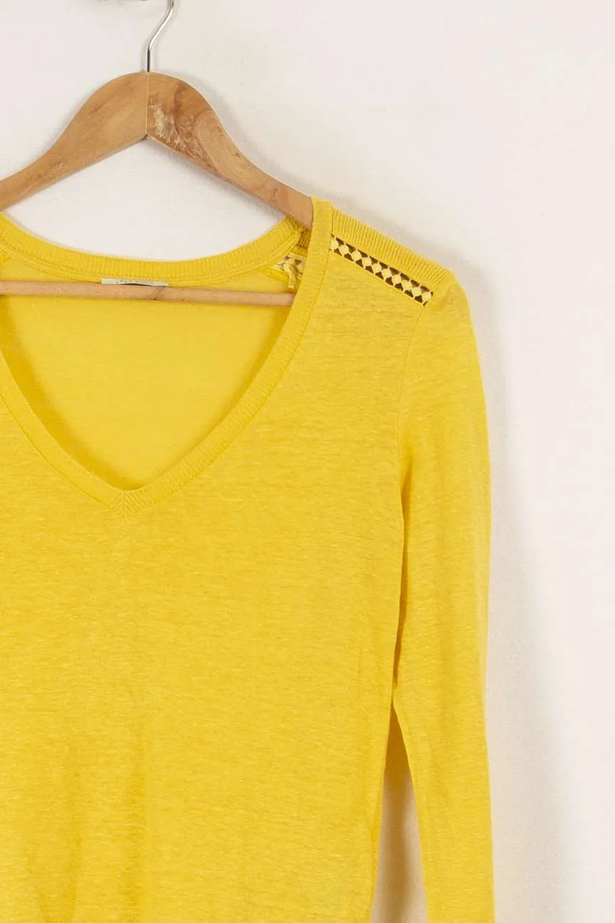 T-shirt à manches longues jaune en lin - Taille S/36