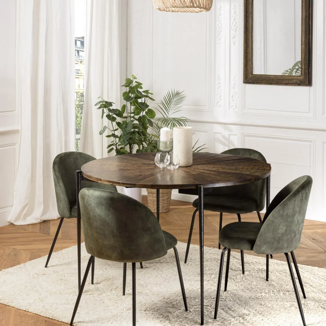 Table à manger ronde en bois et pieds métal KIARA  | 3 Suisses