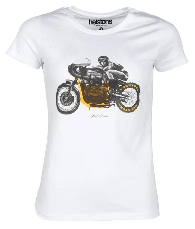Tee shirt femme Helstons BM Girl blanc, Tee shirt moto femme