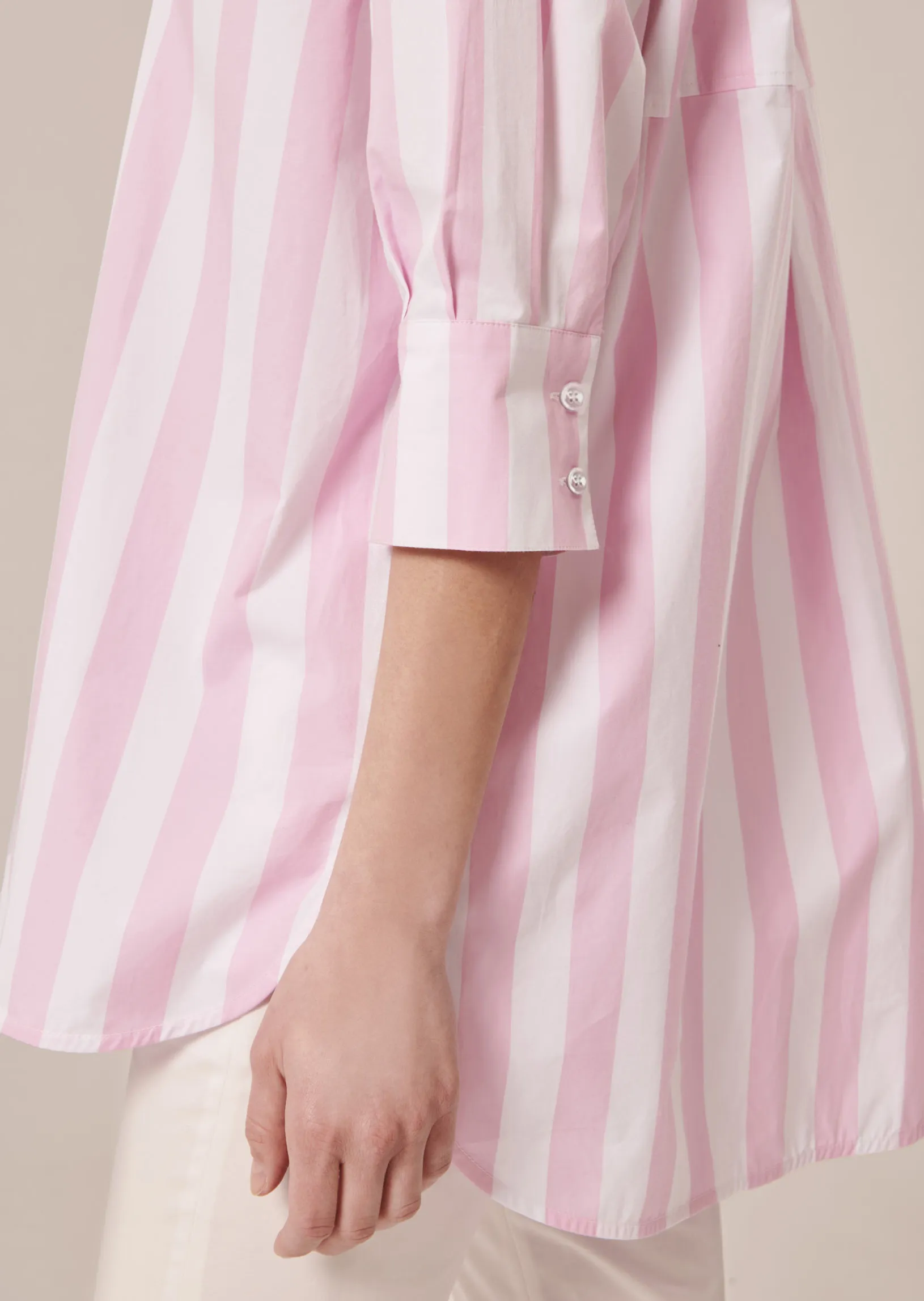 Top Tallulah rose à rayures en popeline