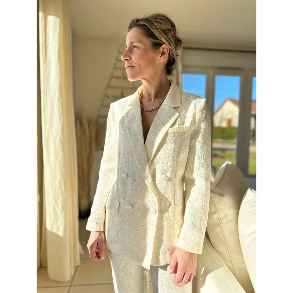 veste blazer femme dentelle blanc