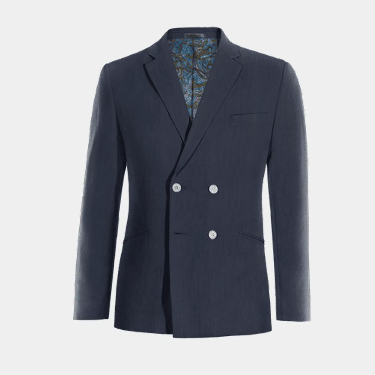 Veste croisée bleu marine en lin essentiel