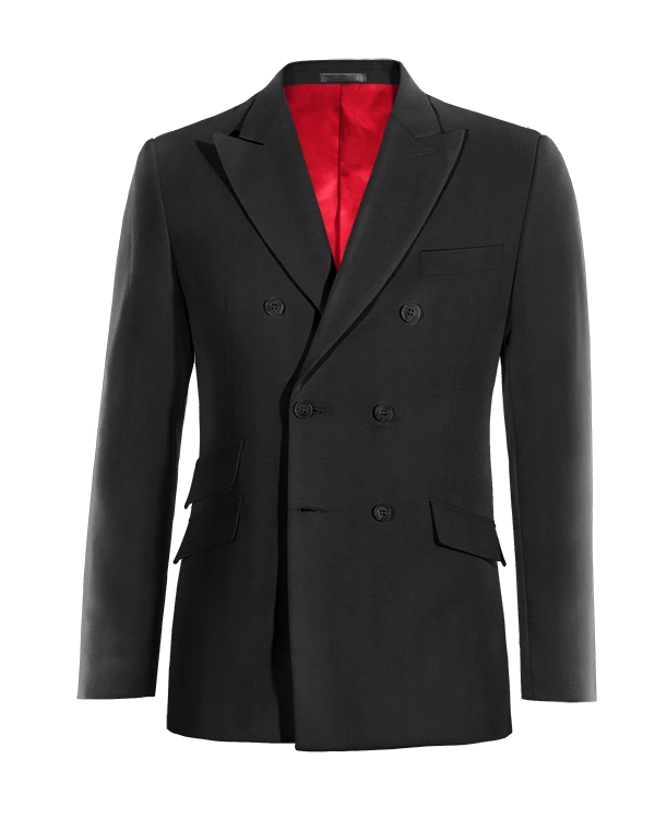 Veste croisée noir onyx revers en pointe essentiel
