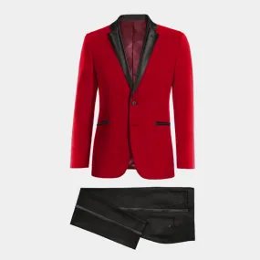 Veste de smoking rouge avec revers noir et pantalon noir