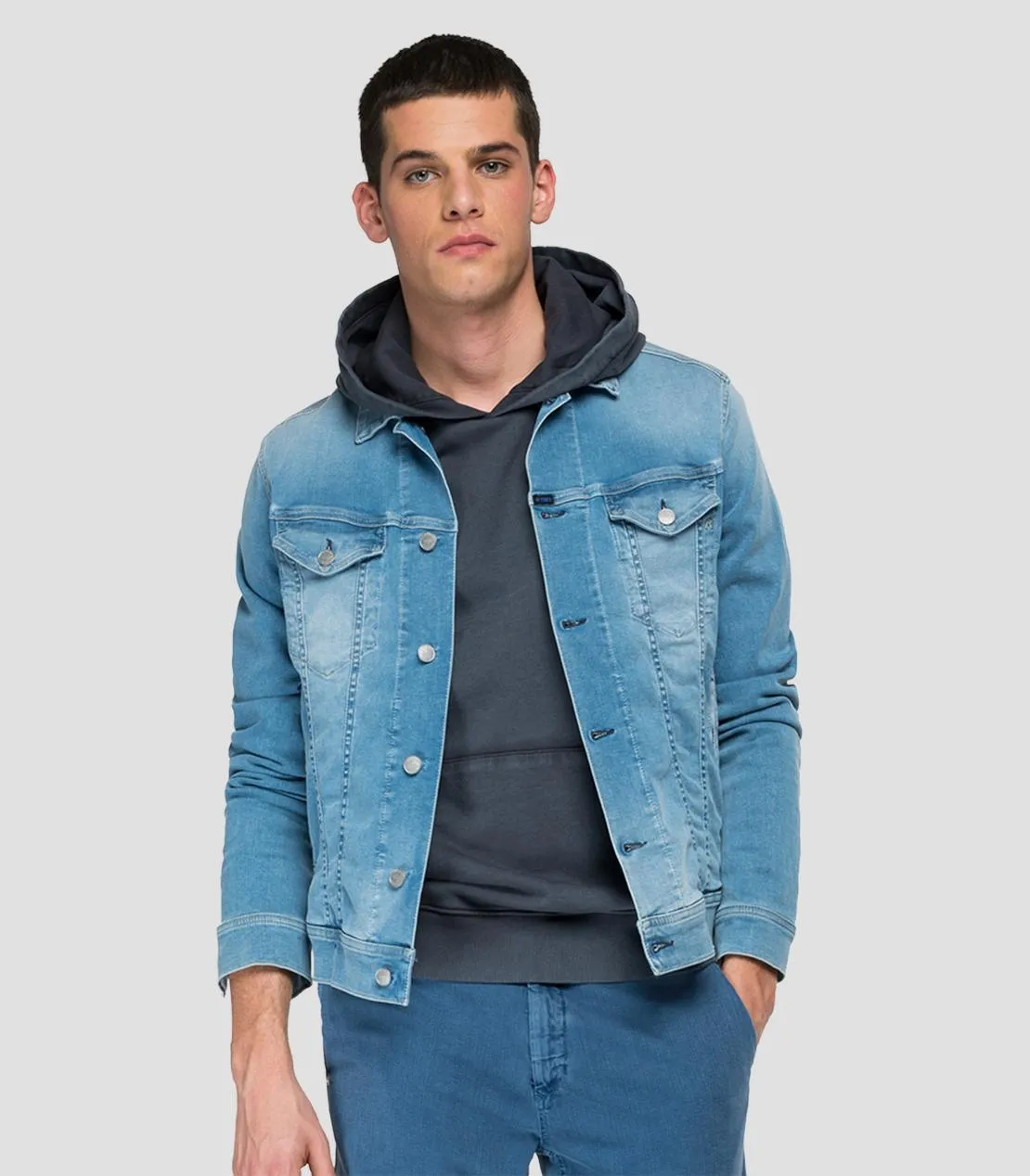 Veste en jean Replay bleu clair en coton stretch