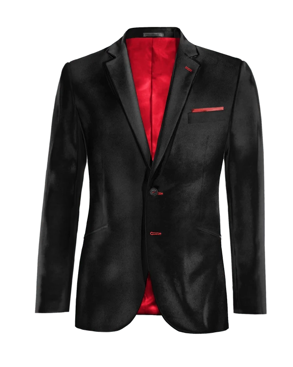 Veste noir onyx en velours slim fit avec une pochette
