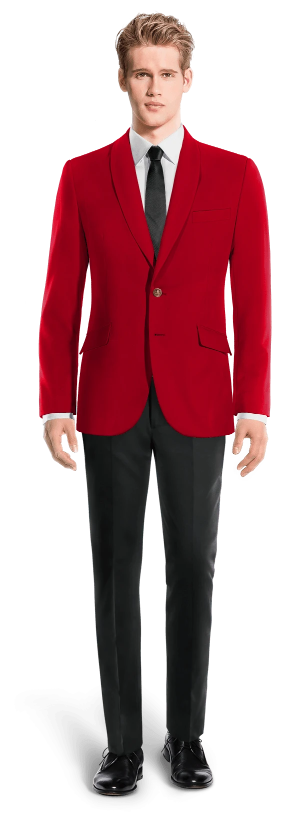 Veste rouge col châle essentiel