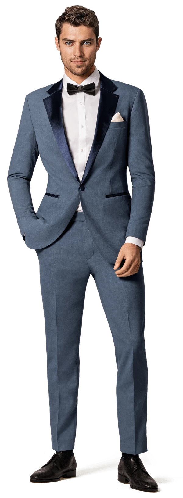 Veste Smoking bleu slim fit avec une pochette